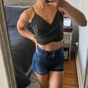 VICTORIA’S SECRET Elegant Charcoal Wrap Crop Top M